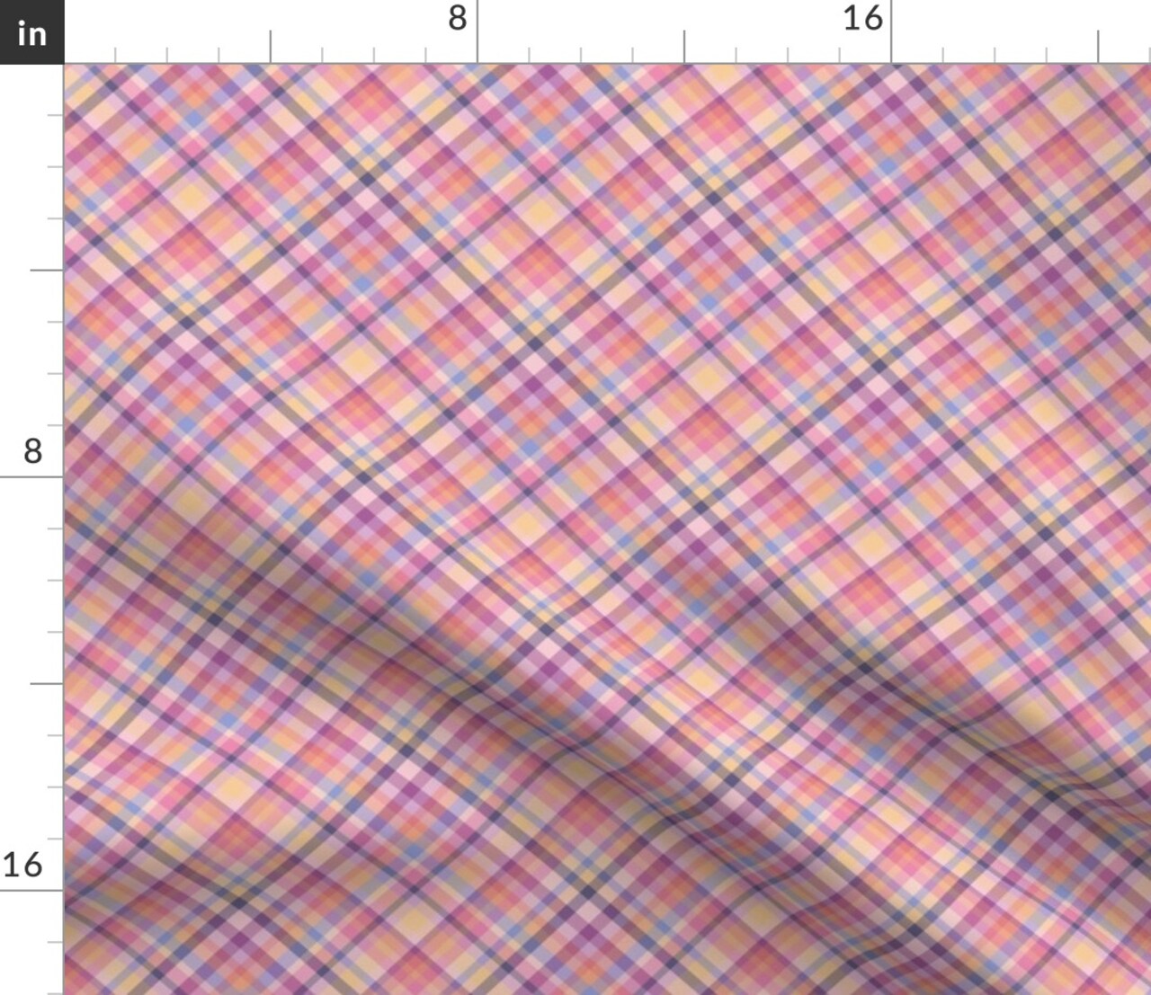 Plaid Pink Check Romantic Spring Cottagecore Soft Gingham Valentine'S Day Lavender Pink Purple Blush Romantic Coordinates Retro Diagonal Plaid Custom Printed Fabric by Spoonflower Various Fabrics by the Yard or Fat Quarter